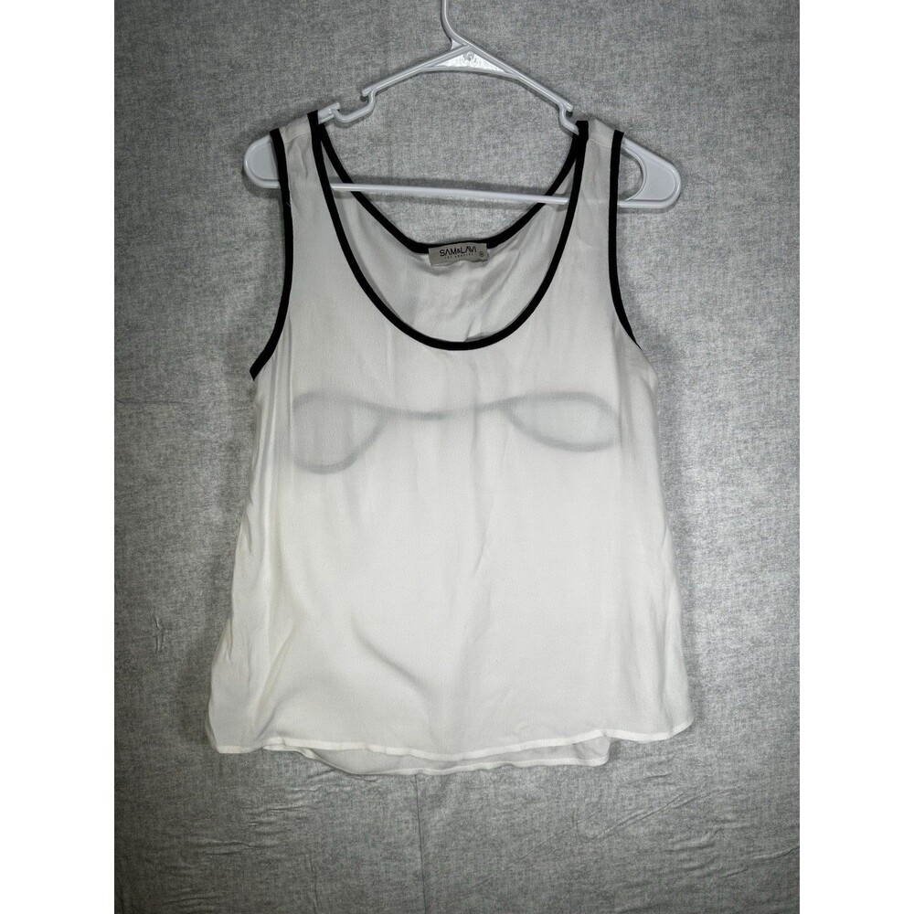 Sam & Lavi Tank Top Medium Cut Out Back Blouse Shirt Ivory